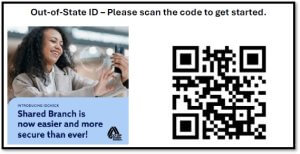 Woman holding phone to scan QR code