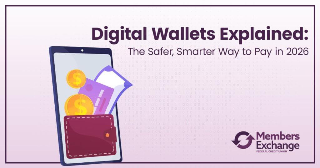 Illustration representing digital wallets and mobile payments using smartphones.